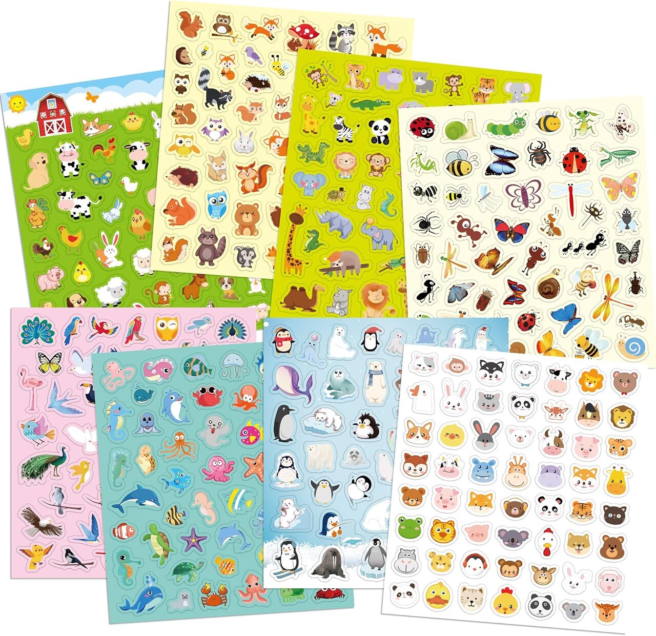 800PCS Cute Animal Stickers for Kids – 8 Themes Animal Stickers Pack for Water Bottles, Scrapbooks, Classroom Rewards, Party Favors & Crafts